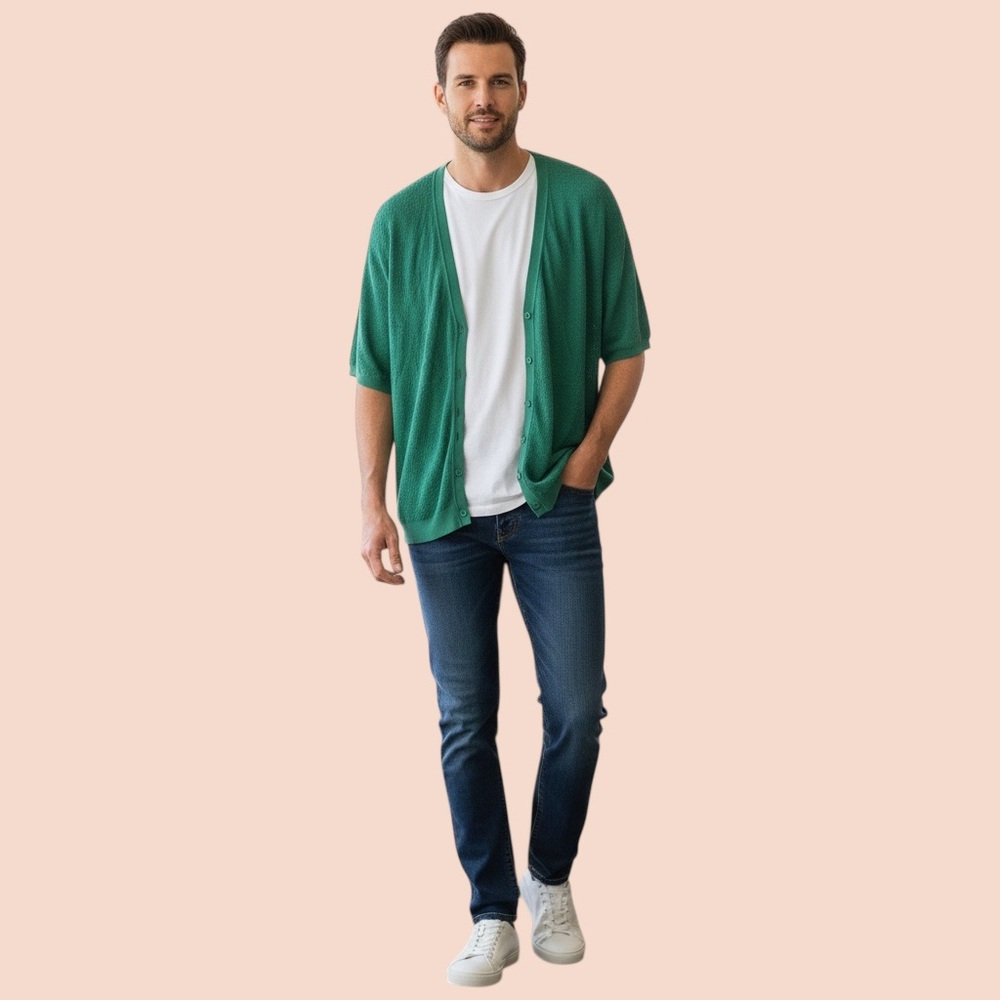 Standard Cloth Mens Green Button Cardigan‎ Sz M